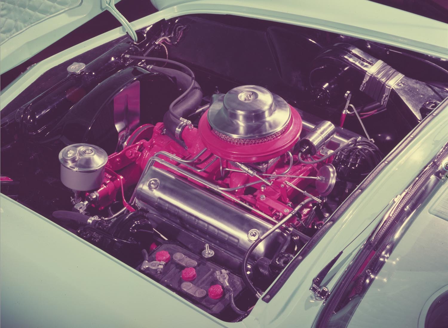 1955 Ford Thunderbird engine compartment  0401-1670