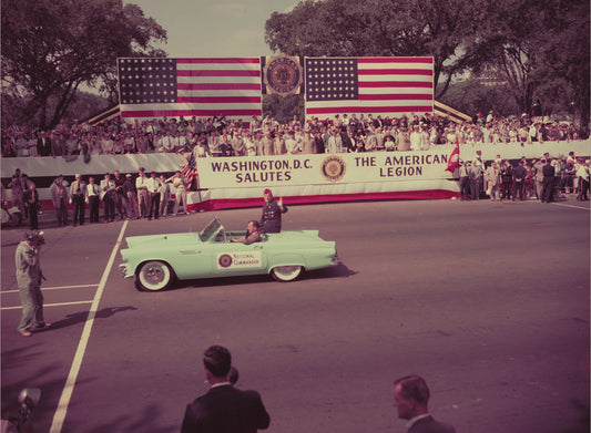 1955 Ford Thunderbird in American Legion parade in  0401-1684