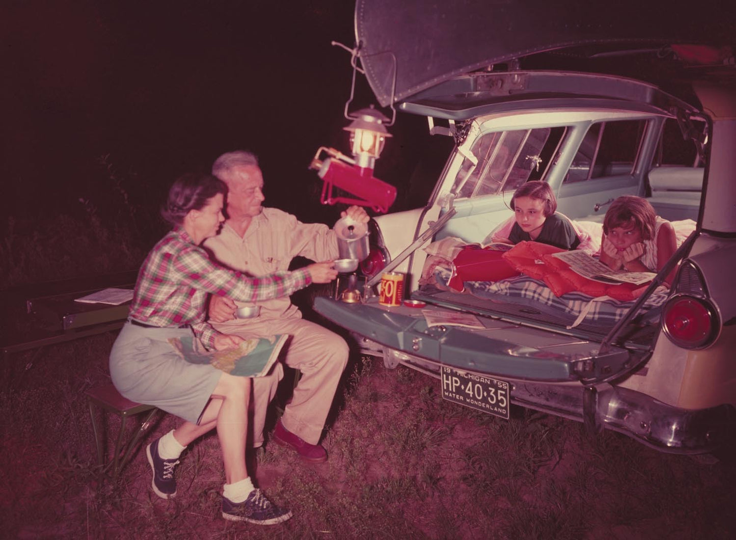 1956 Ford Country Sedan with station wagon living  0401-1742