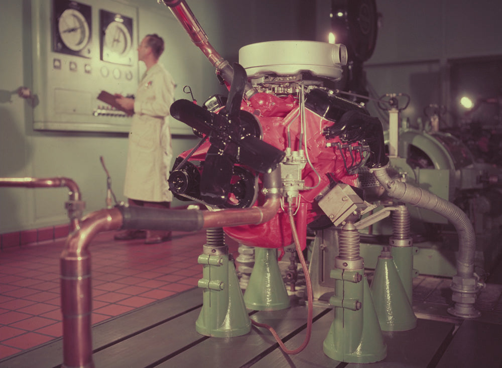 1956 Ford Dynomometer building engine on test stan  0401-1748