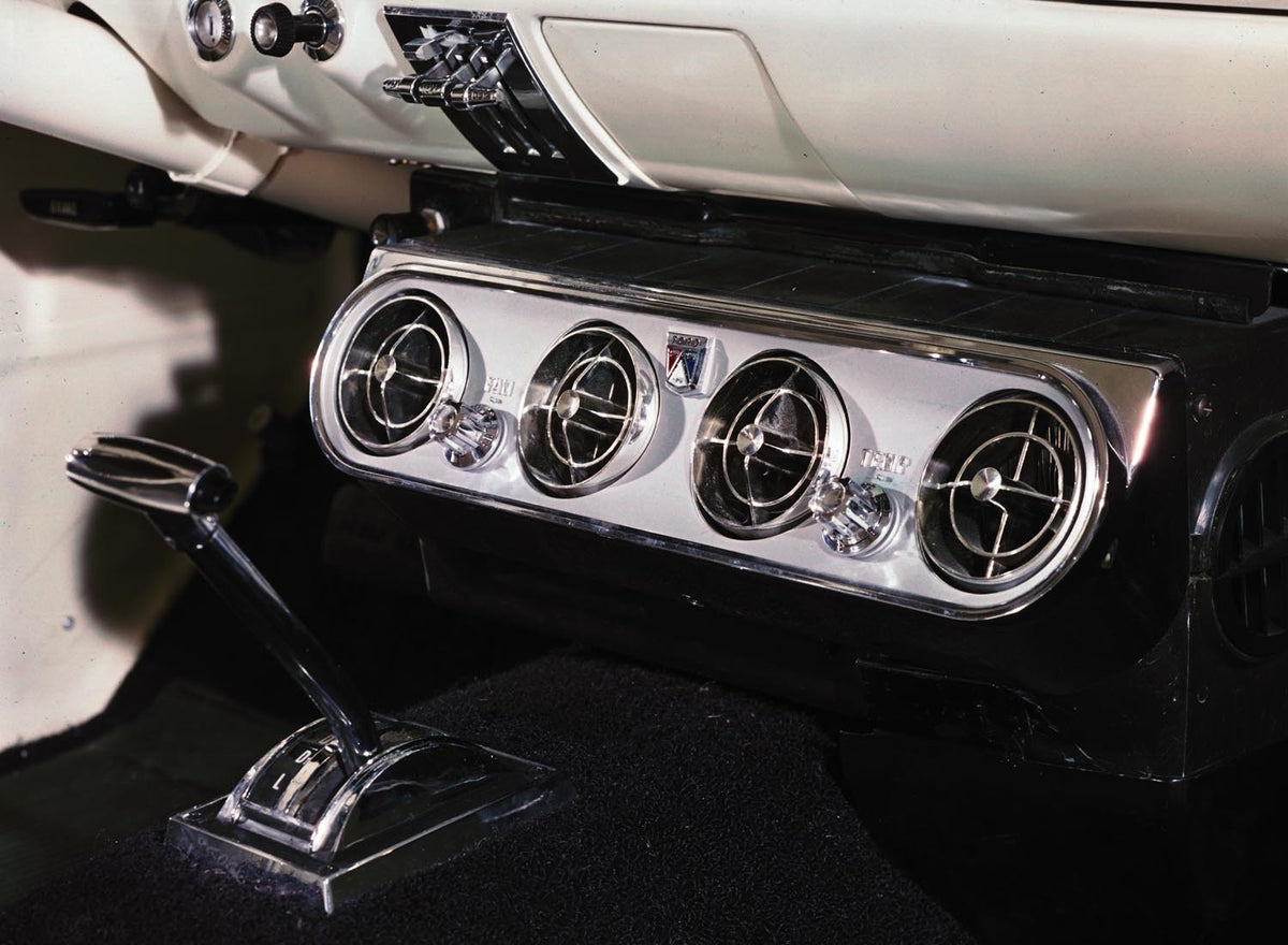 Original archival image documenting 1965 Ford Mustang optional air conditioner.