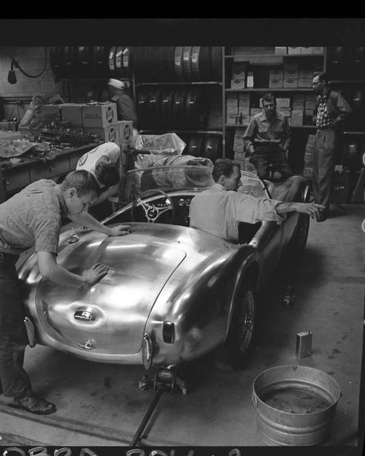 1962 COBRA CSX2000 Carroll Shelby and crew — Shelby American photo credit Dave Friedman