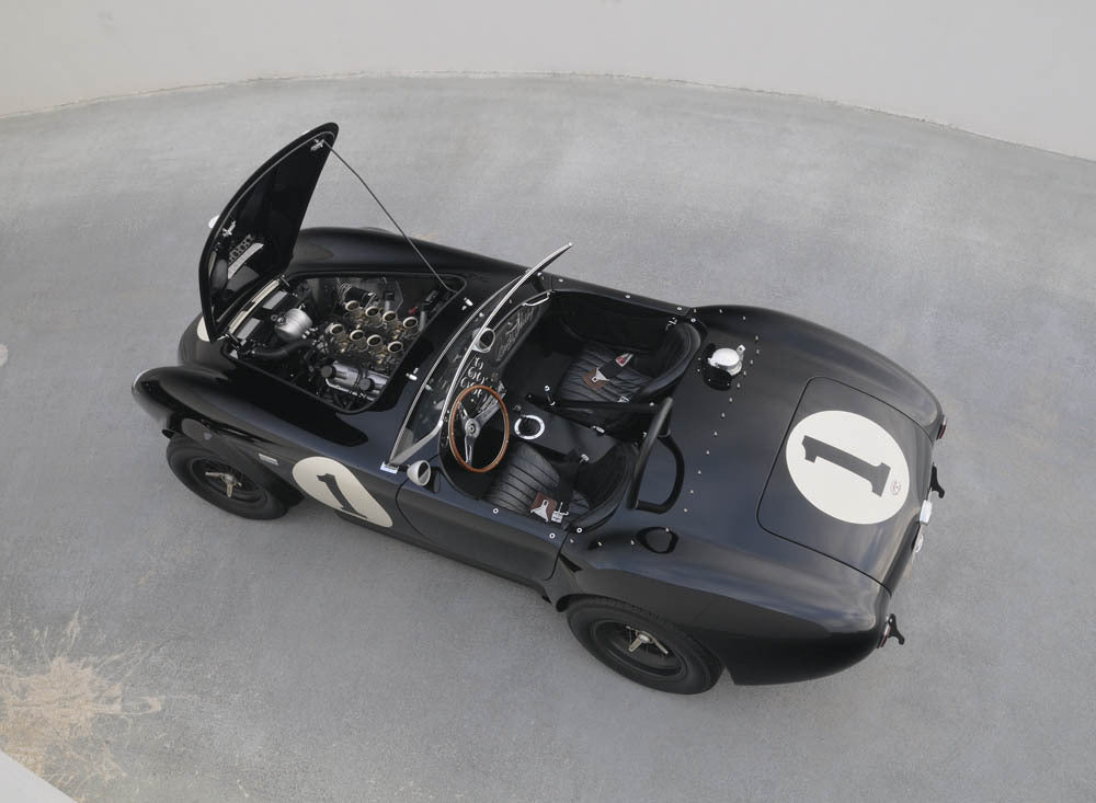 1962 Cobra CSX 2001, Rear 3-4, left side, very high, hood open, on ramp 0401-5021