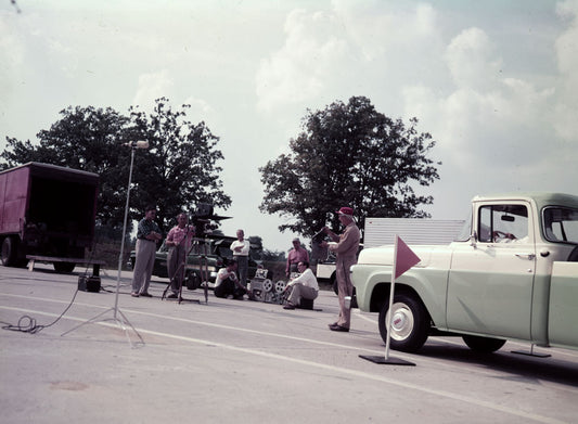 1958 Ford Romeo Test Track filming a 3 D movie for 0401-7038