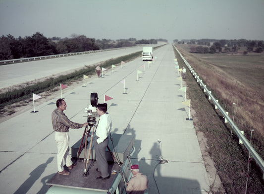 1958 Ford Romeo Test track filming a 3 D movie for 0401-7039