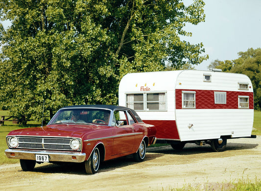 1967 Ford Falcon with travel trailer 0401-7909