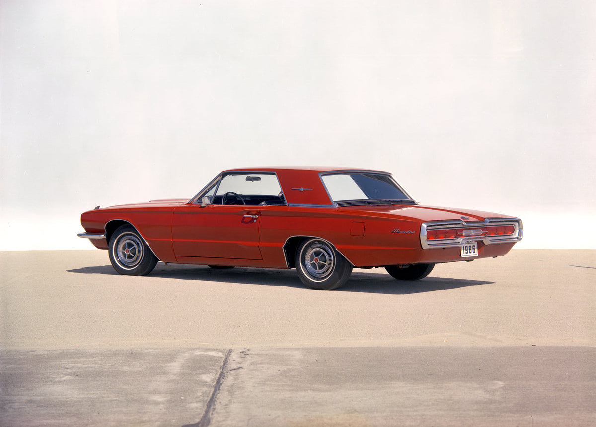 This rear three-quarter photograph of a 1966 Thunderbird Hardtop shows the driver's side and rear body.