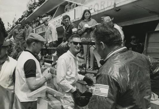 Ken Miles in the Ford pits at the 1966 24 Hours of Le Mans, France — Ford Motor Company photograph THF736112