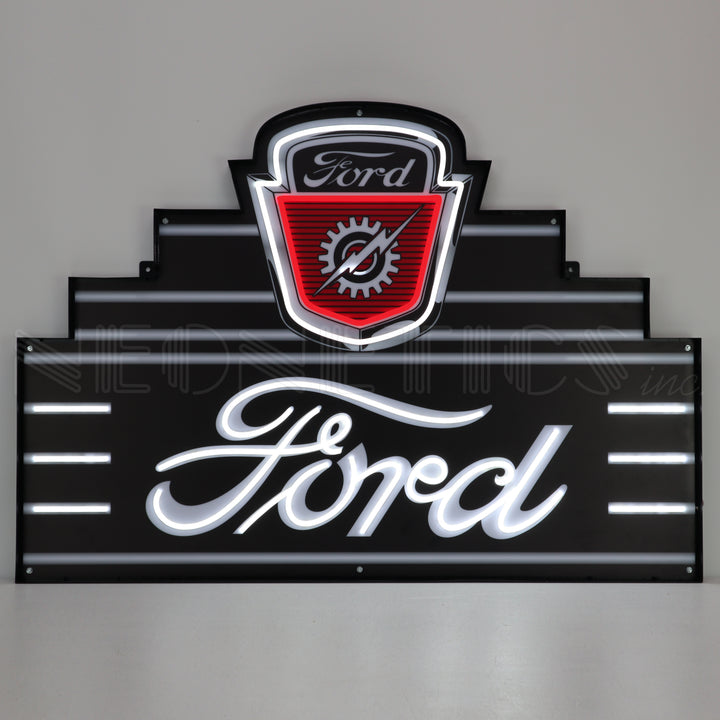 ART DECO MARQUEE FORD LED FLEX-NEON SIGN IN STEEL CAN 29ADFRD