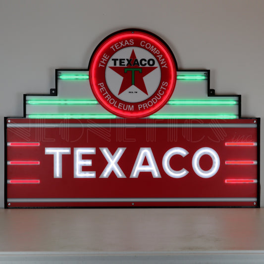 ART DECO MARQUEE TEXACO LED FLEX-NEON SIGN IN STEEL CAN 29ADTEX