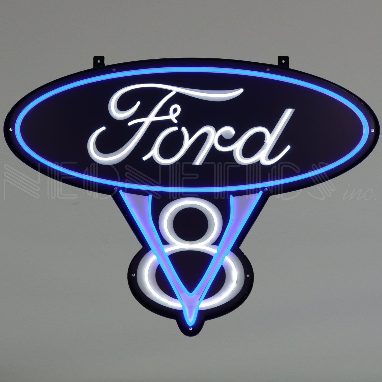 FORD V8 LED FLEX-NEON SIGN IN STEEL CAN 29FV8BW