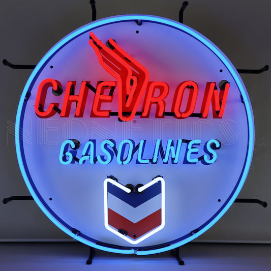 CHEVRON GASOLINES ROUND NEON SIGN 5CHVGS