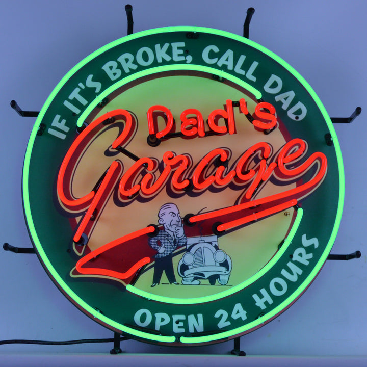 DAD'S GARAGE NEON SIGN WITH BACKING 5DADSG