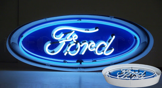 FORD OVAL NEON SIGN IN METAL CAN 5FOVCN