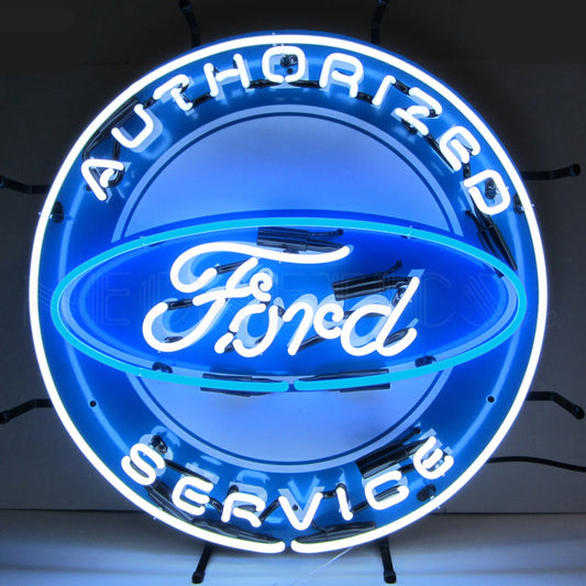 FORD AUTHORIZED SERVICE NEON SIGN WITH BACKING 5FRDBK