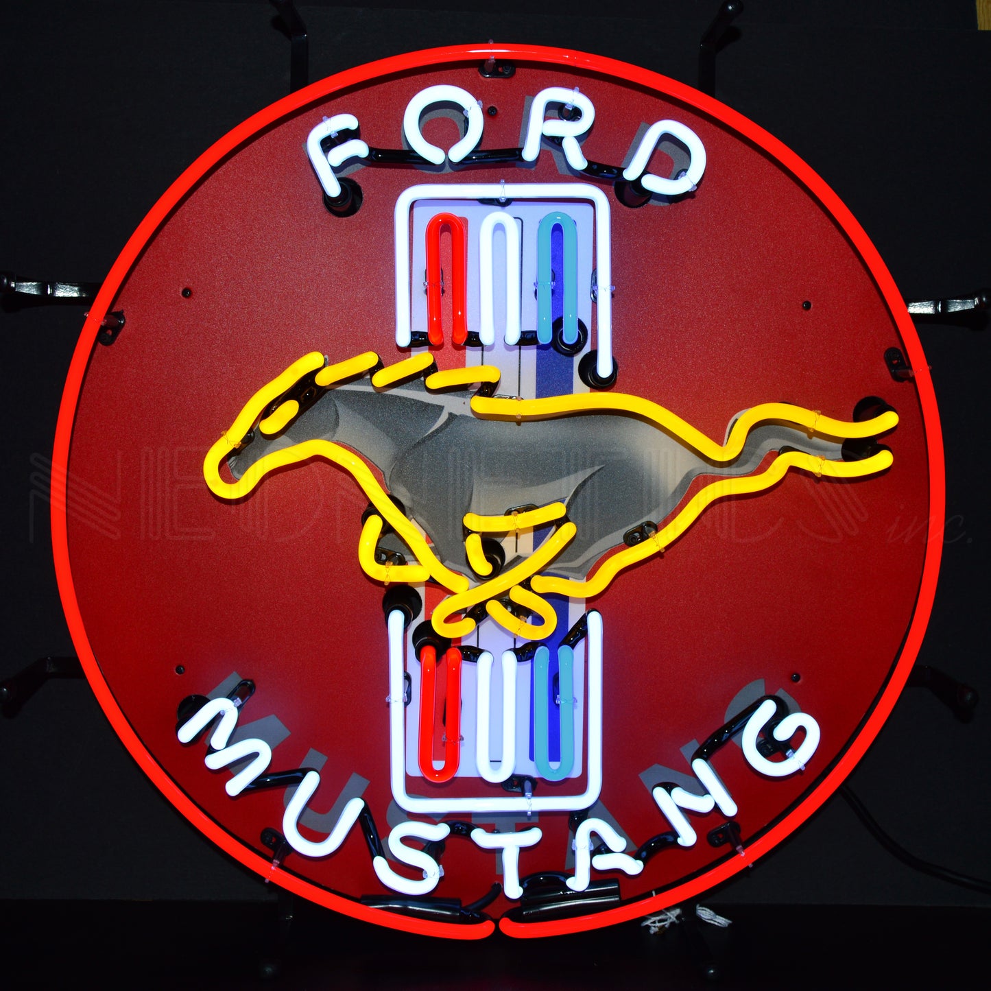 FORD MUSTANG RED NEON SIGN WITH BACKING 5MUSTB