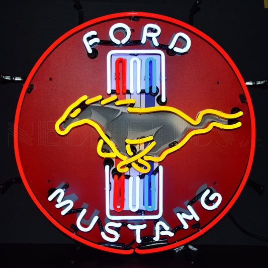 FORD MUSTANG RED NEON SIGN WITH BACKING 5MUSTB