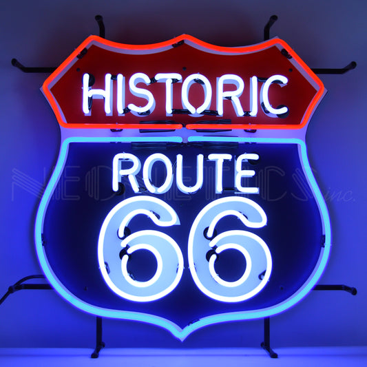 HISTORIC ROUTE 66 NEON SIGN WITH BACKING 5RT66B