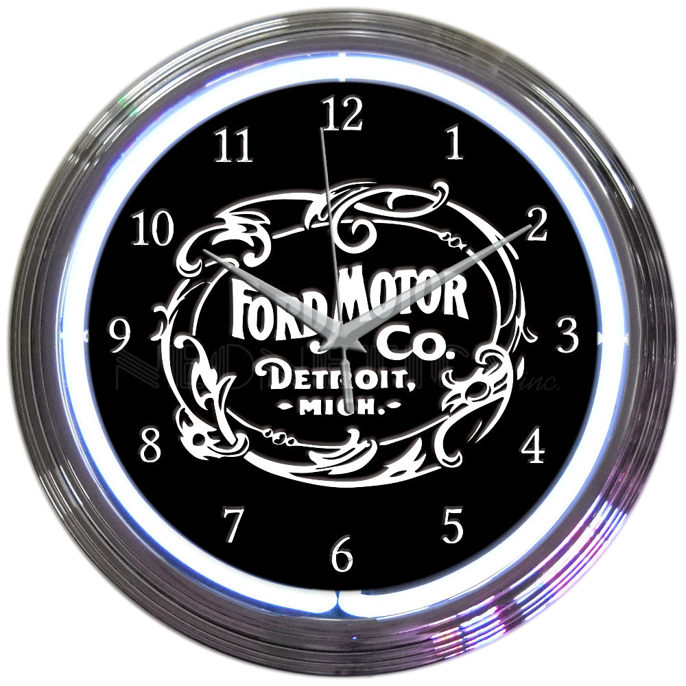 FORD MOTOR COMPANY 1903 HERITAGE EMBLEM NEON CLOCK 8FRDMC