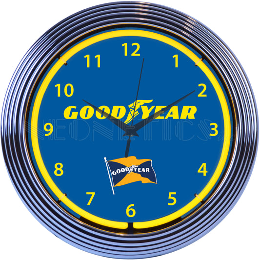 GOODYEAR TIRES NEON CLOCK 8GYYLW