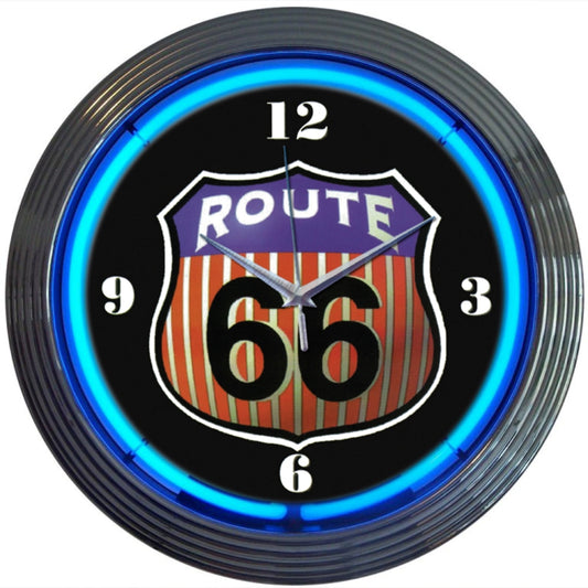 ROUTE 66 ROUND NEON CLOCK 8RT66R