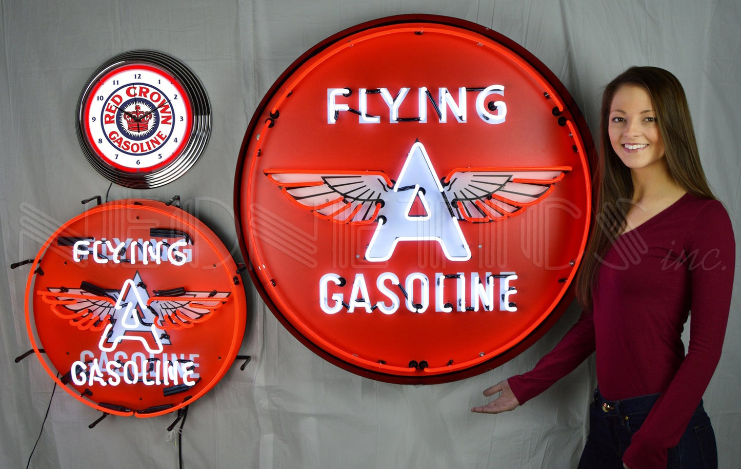 FLYING A GASOLINE 36 INCH NEON SIGN IN METAL CAN 9GSFLY