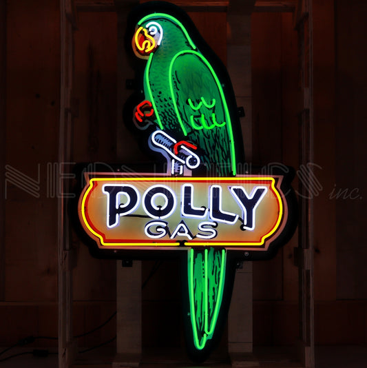 POLLY GAS NEON SIGN IN SHAPED STEEL CAN 9POLLY