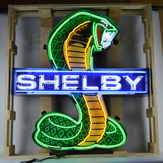 SHELBY COBRA NEON SIGN IN SHAPED STEEL CAN 9SHLBY