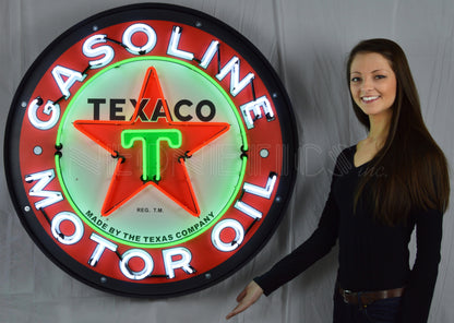 TEXACO MOTOR OIL 36 INCH NEON SIGN IN METAL CAN 9TXOIL