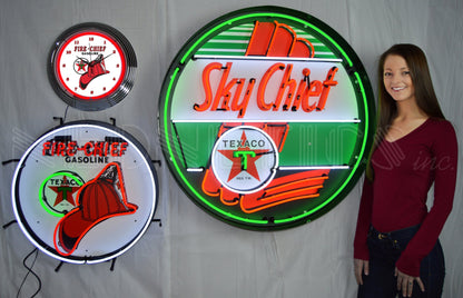 TEXACO SKY CHIEF 36 INCH NEON SIGN IN METAL CAN 9TXSKY