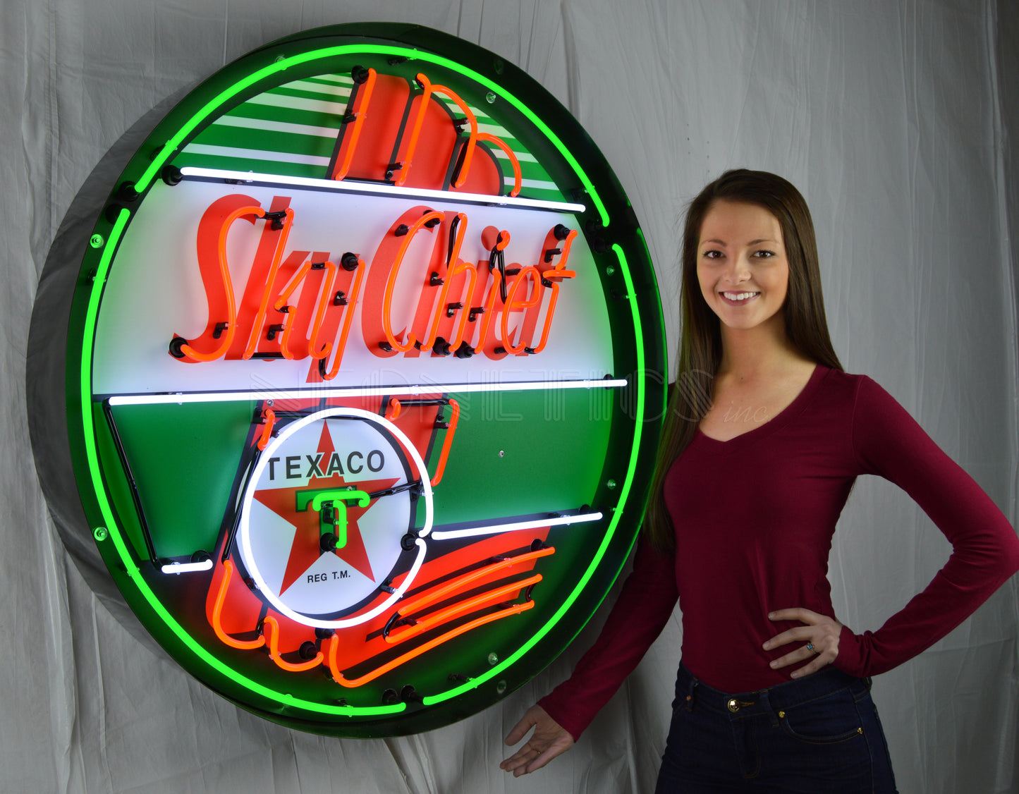 TEXACO SKY CHIEF 36 INCH NEON SIGN IN METAL CAN 9TXSKY