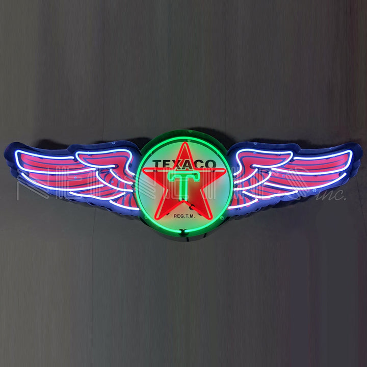 TEXACO WINGS NEON SIGN IN STEEL CAN 9TXWNG