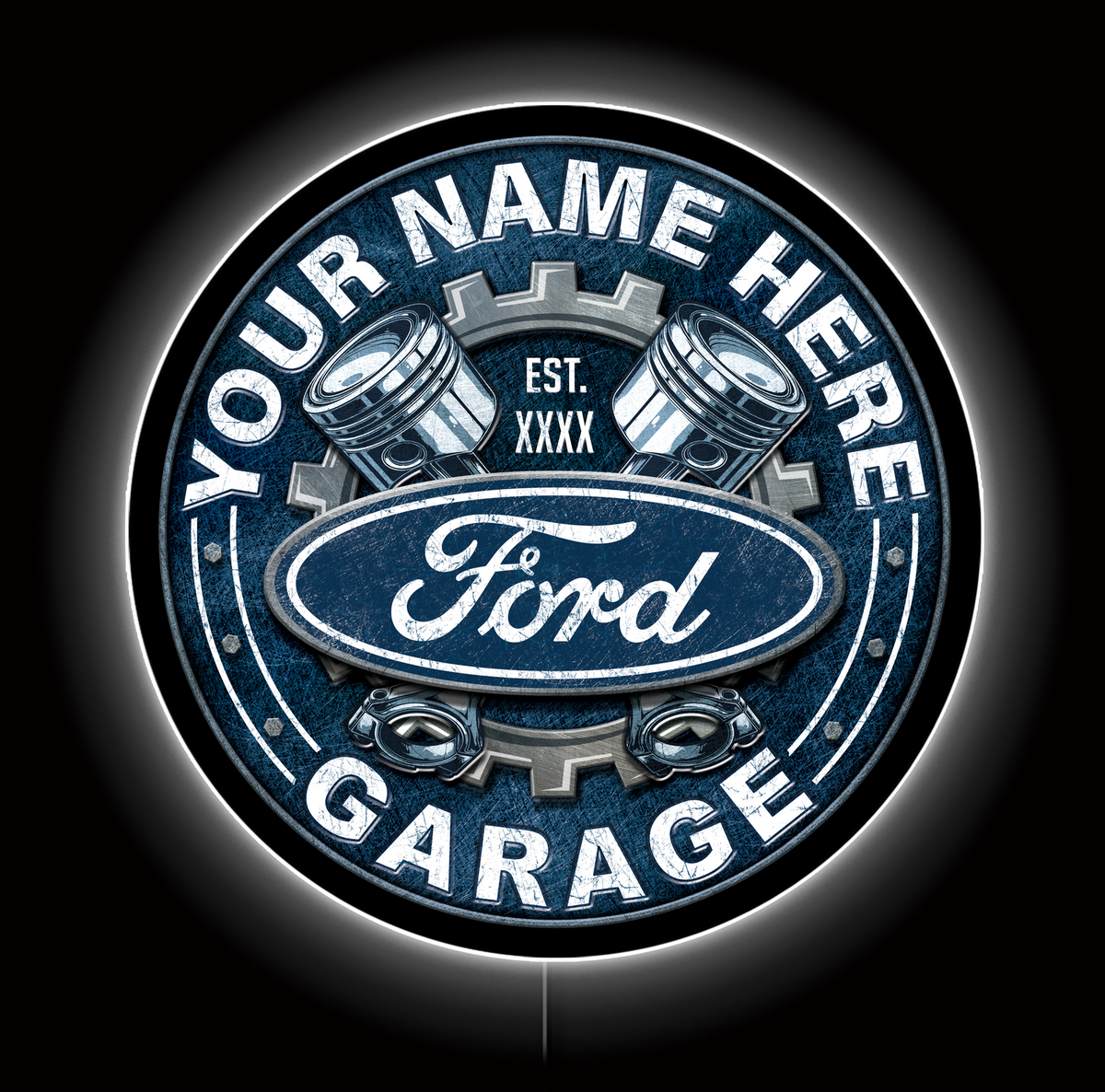 Customizable Ford Garage LED Sign 23"