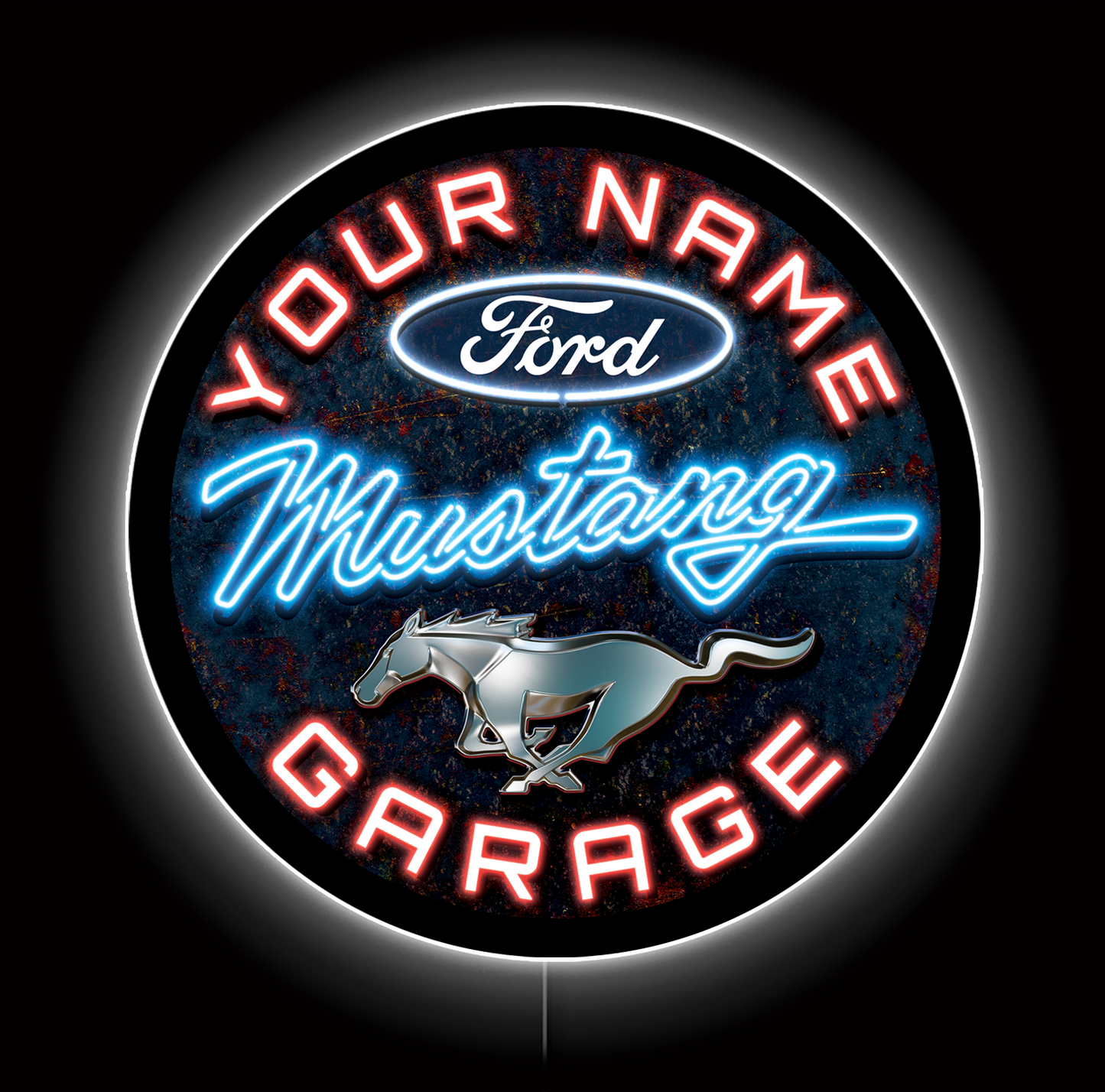 Customizable Ford Mustang Garage LED Sign Giant 36"
