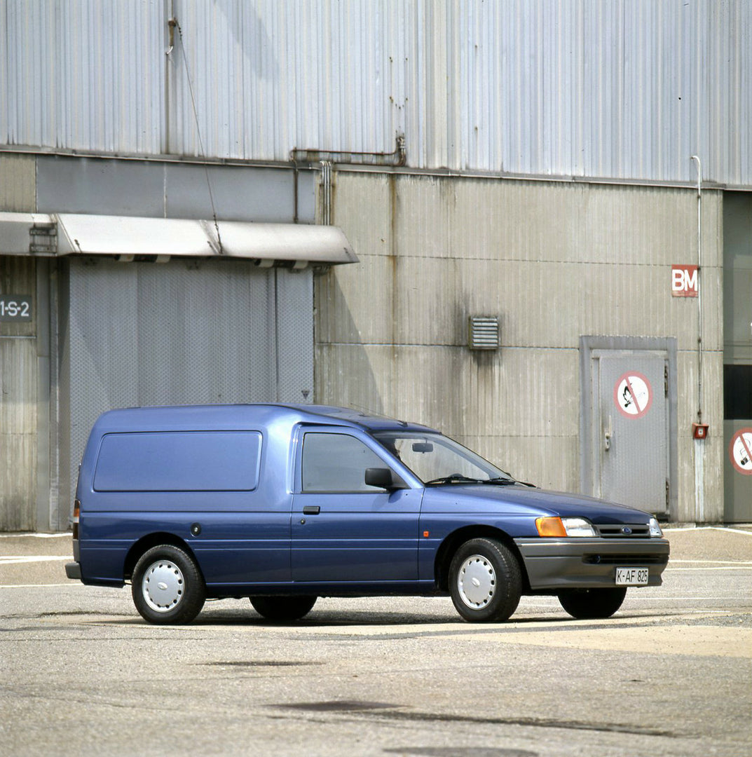 This archival image documents the 1990 Ford Escort Mark IV van at industrial site and is preserved in the Ford Heritage Vault as part of Ford Motor Company's historic photographic archive. Free for personal, non-commercial use. Ford Heritage Vault...