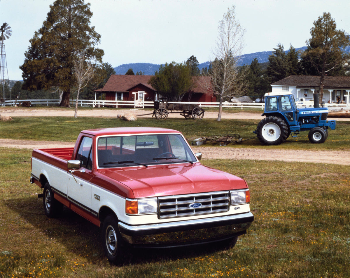 This archival image documents the 1987 Ford F-150 Pickup Truck Driver Side Front End View at the Farm FAP-2011-3 and is preserved in the Ford Heritage Vault as part of Ford Motor Company's historic photographic archive. Free for personal, non-comm...