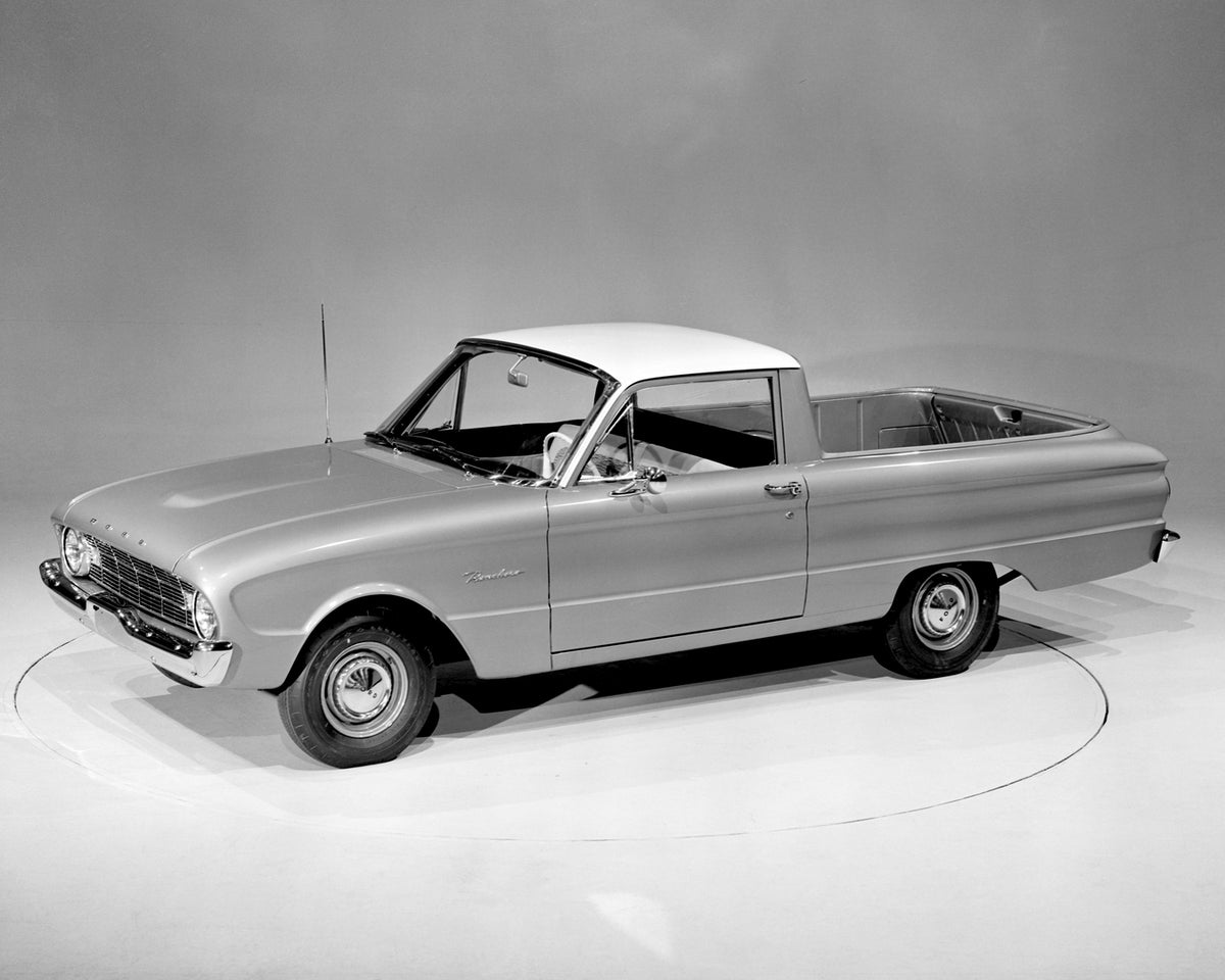 This archival image documents the 1960 Ford Falcon Ranchero and is preserved in the Ford Heritage Vault as part of Ford Motor Company's historic photographic archive. Free for personal, non-commercial use. Ford Heritage Vault reference AR-2008-8.1...