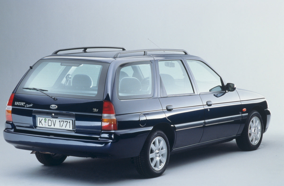 This archival image documents the 1997 Ford Escort Mark VI Turnier rear view in studio and is preserved in the Ford Heritage Vault as part of Ford Motor Company's historic photographic archive. Free for personal, non-commercial use. Ford Heritage ...