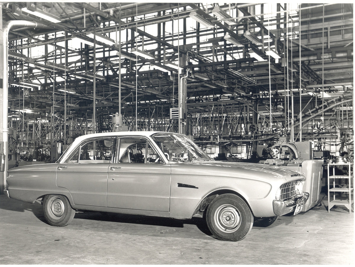 This archival image documents the 1960 Ford XK Falcon in industrial setting and is preserved in the Ford Heritage Vault as part of Ford Motor Company's historic photographic archive. Free for personal, non-commercial use. Ford Heritage Vault refer...