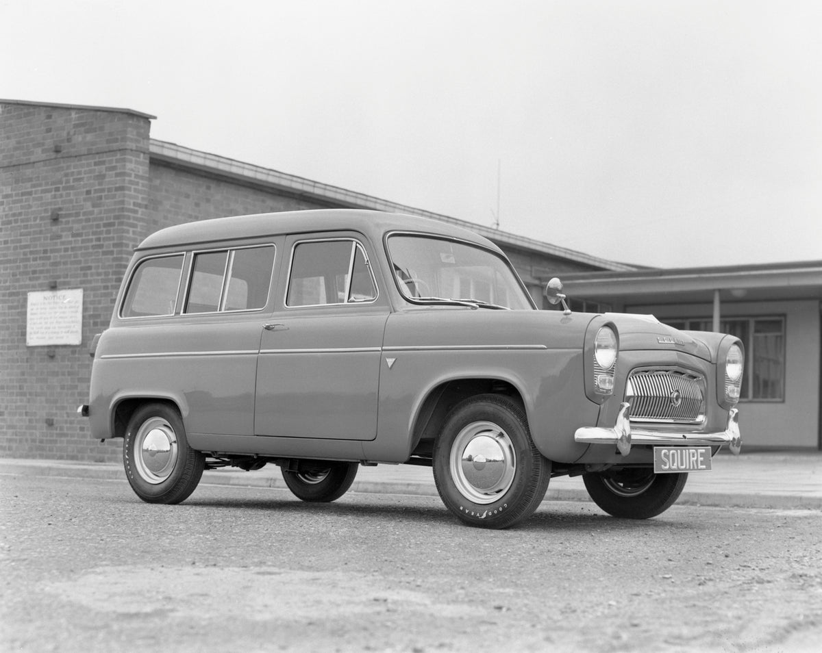 This archival image documents the 1957 Ford Squire estate car at Briggs Sports Grounds and is preserved in the Ford Heritage Vault as part of Ford Motor Company's historic photographic archive. Free for personal, non-commercial use. Ford Heritage ...