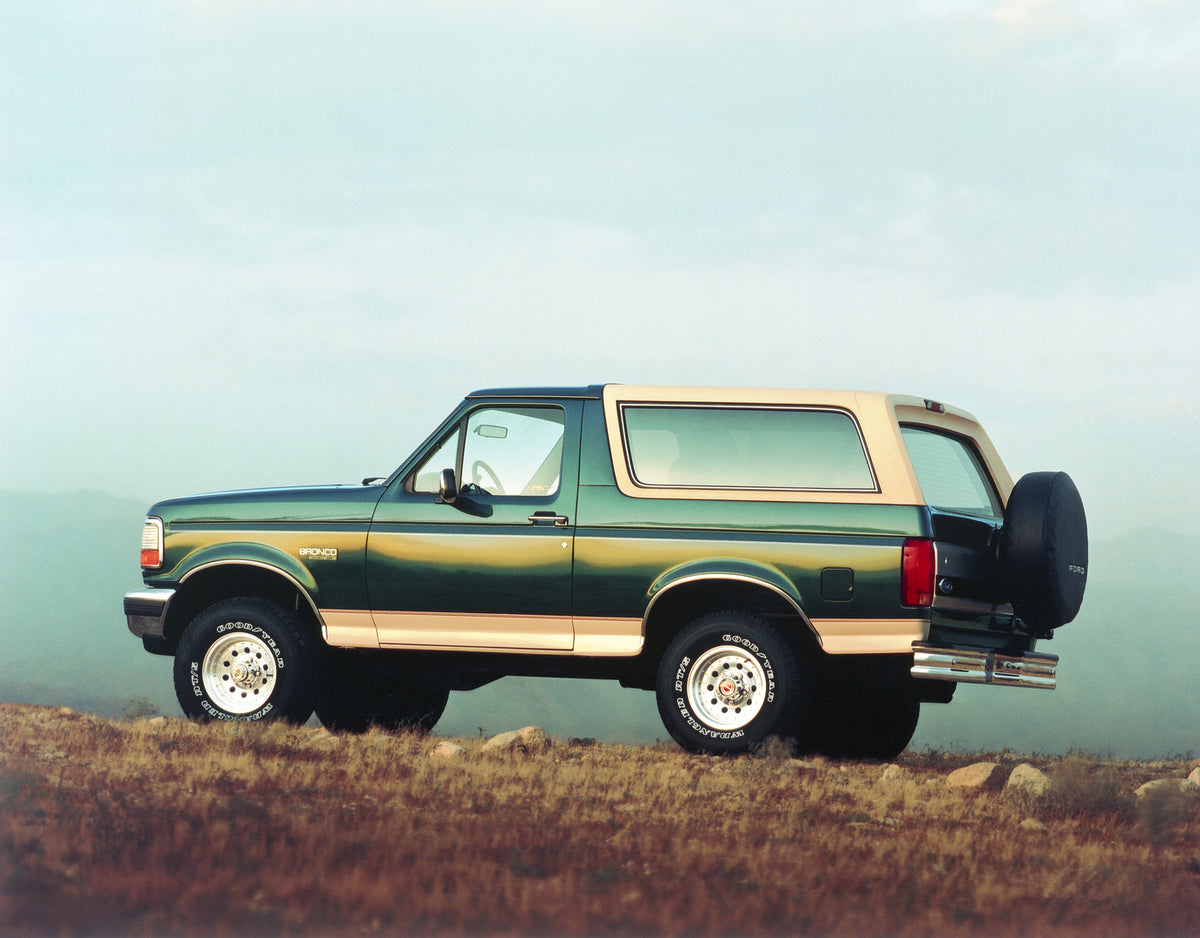 This archival image documents the 1993 Ford Bronco Eddie Bauer and is preserved in the Ford Heritage Vault as part of Ford Motor Company's historic photographic archive. Free for personal, non-commercial use. Ford Heritage Vault reference AR-2008-...