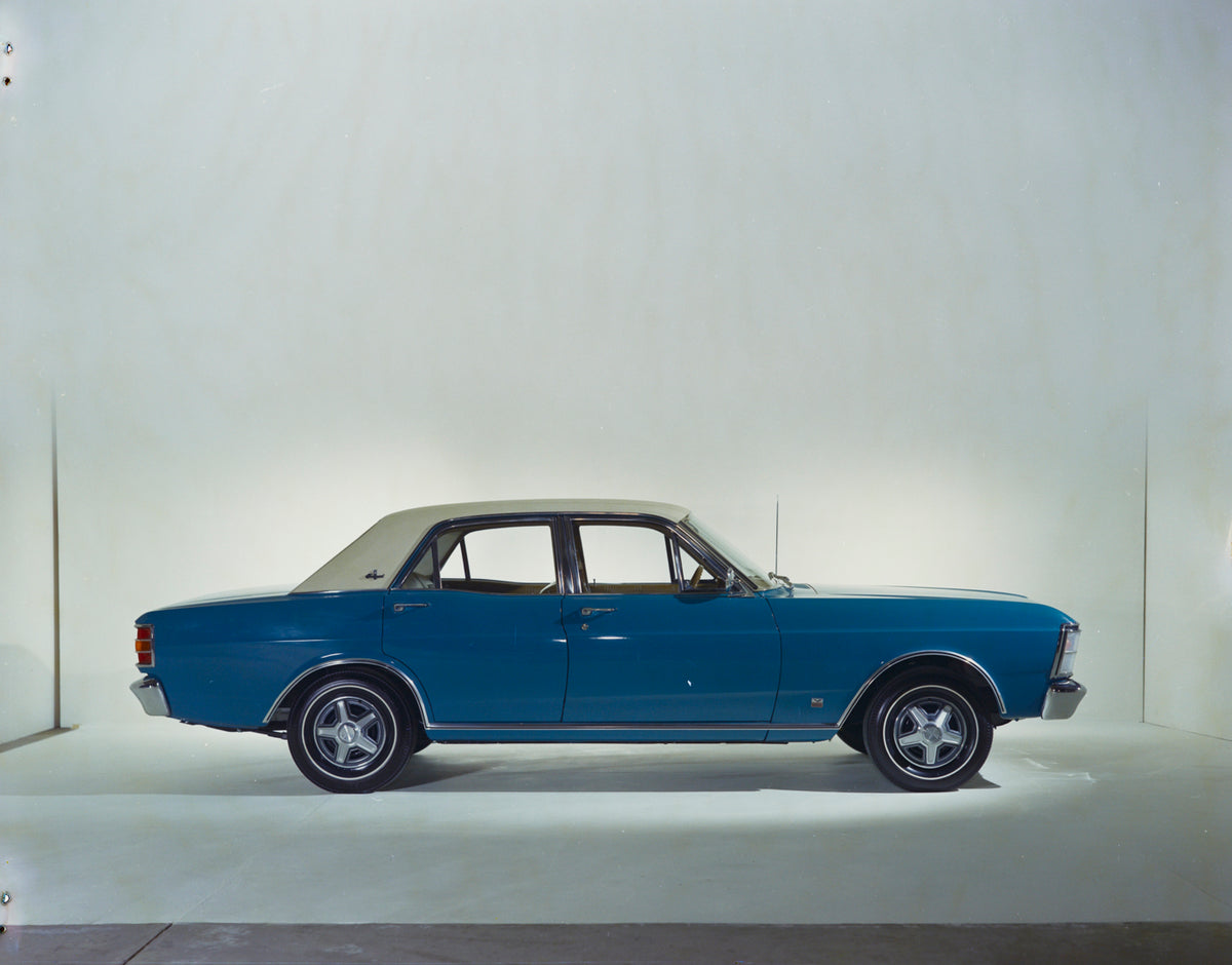 This archival image documents the 1969 Ford XW Falcon Fairmont Sedan with Vinyl Roof Side View FAP 2011-3 and is preserved in the Ford Heritage Vault as part of Ford Motor Company's historic photographic archive. Free for personal, non-commercial ...