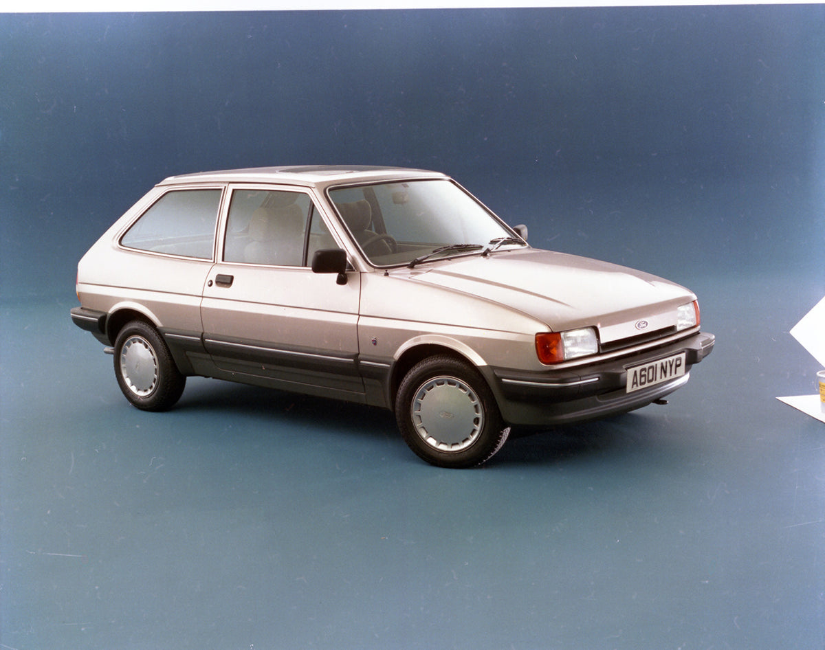 This archival image documents the 1983 Ford Fiesta Mark II Ghia in studio and is preserved in the Ford Heritage Vault as part of Ford Motor Company's historic photographic archive. Free for personal, non-commercial use. Ford Heritage Vault referen...