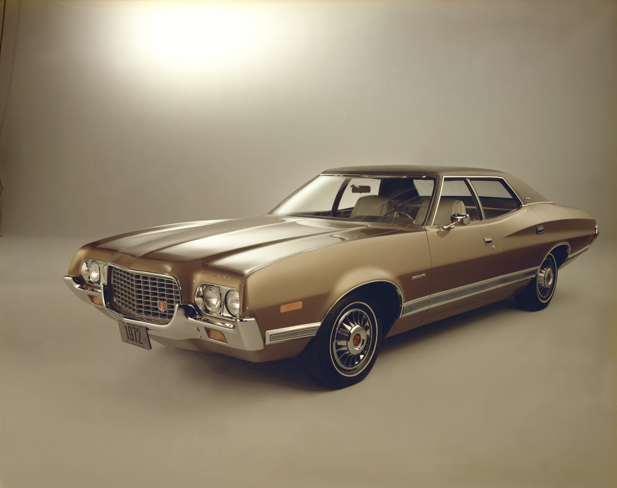 This archival image documents the 1972 Ford Torino four-door in studio and is preserved in the Ford Heritage Vault as part of Ford Motor Company's historic photographic archive. Free for personal, non-commercial use. Ford Heritage Vault reference ...