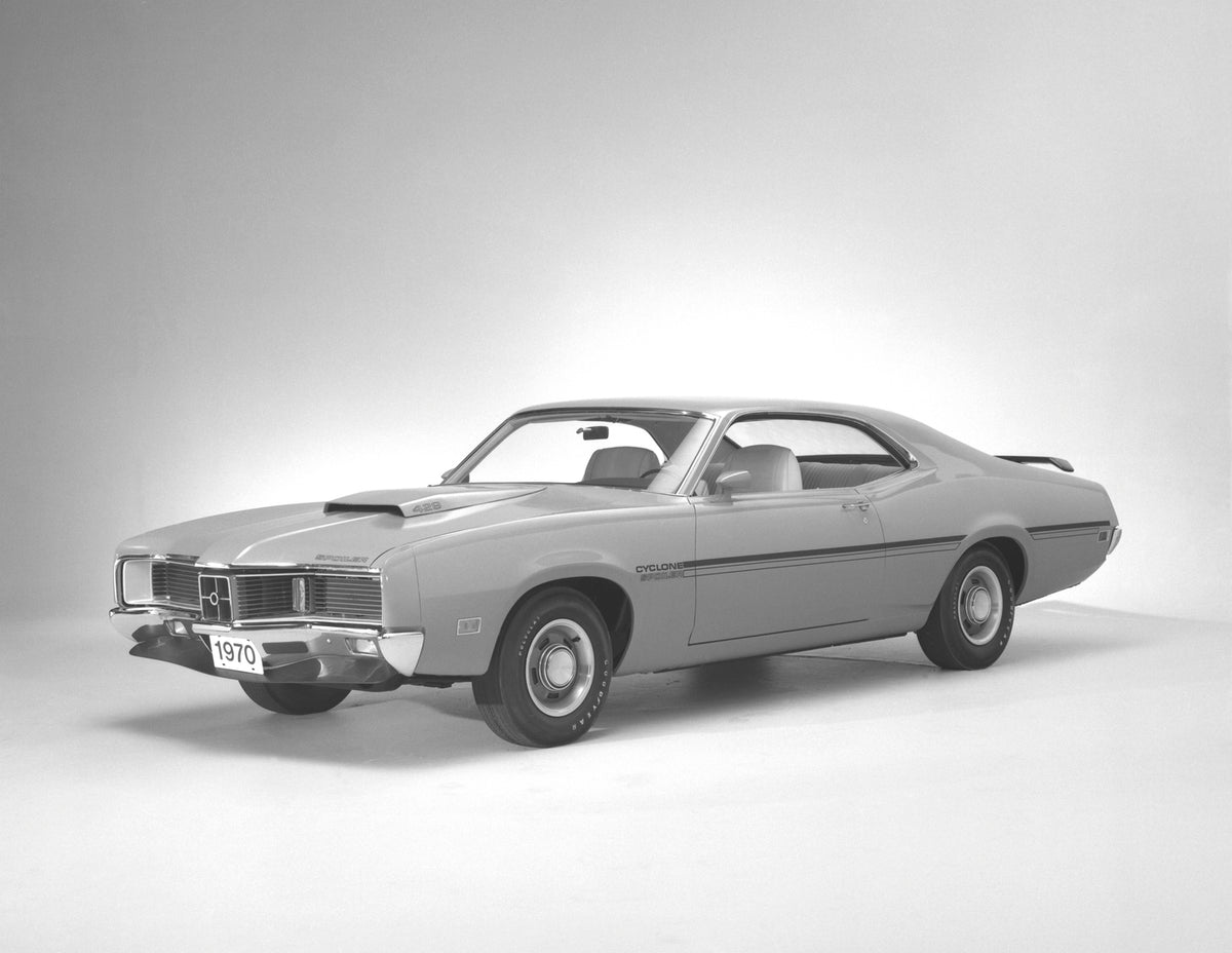 This archival image documents the 1970 Mercury Cyclone Spoiler hardtop Side View and is preserved in the Ford Heritage Vault as part of Ford Motor Company's historic photographic archive. Free for personal, non-commercial use. Ford Heritage Vault ...