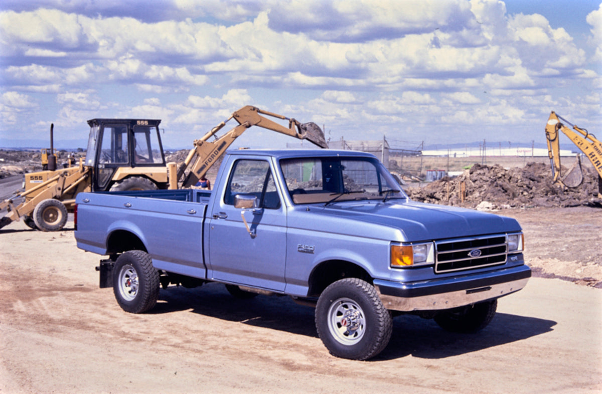 This archival image documents the 1990 Ford F-150 Pickup Truck Driver Side Front End View at Construction Site FAP-2011-3 and is preserved in the Ford Heritage Vault as part of Ford Motor Company's historic photographic archive. Free for personal,...