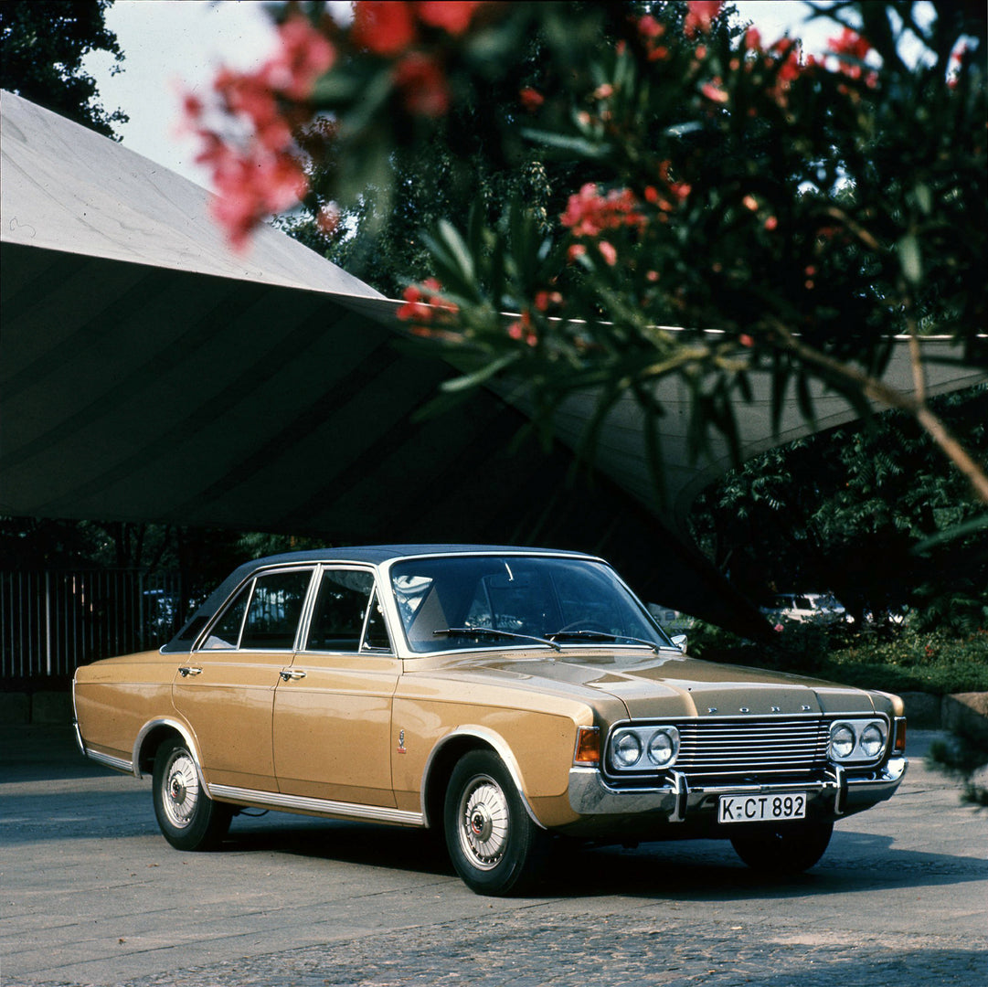This archival image documents the 1969 Ford Taunus 26M with scenic floral branch and is preserved in the Ford Heritage Vault as part of Ford Motor Company's historic photographic archive. Free for personal, non-commercial use. Ford Heritage Vault ...