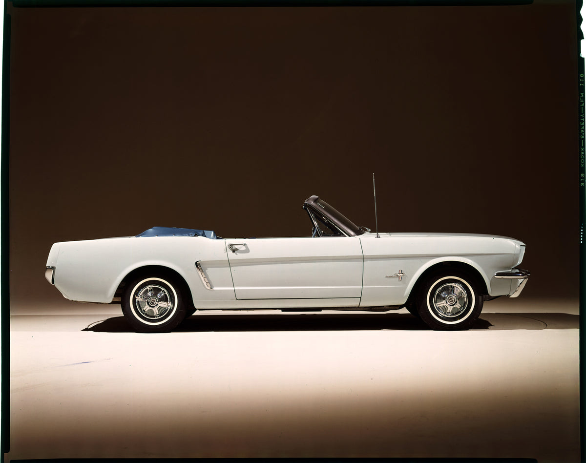 This archival image documents the 1965 Ford Mustang convertible prototype in studio and is preserved in the Ford Heritage Vault as part of Ford Motor Company's historic photographic archive. Free for personal, non-commercial use. Ford Heritage Vau...