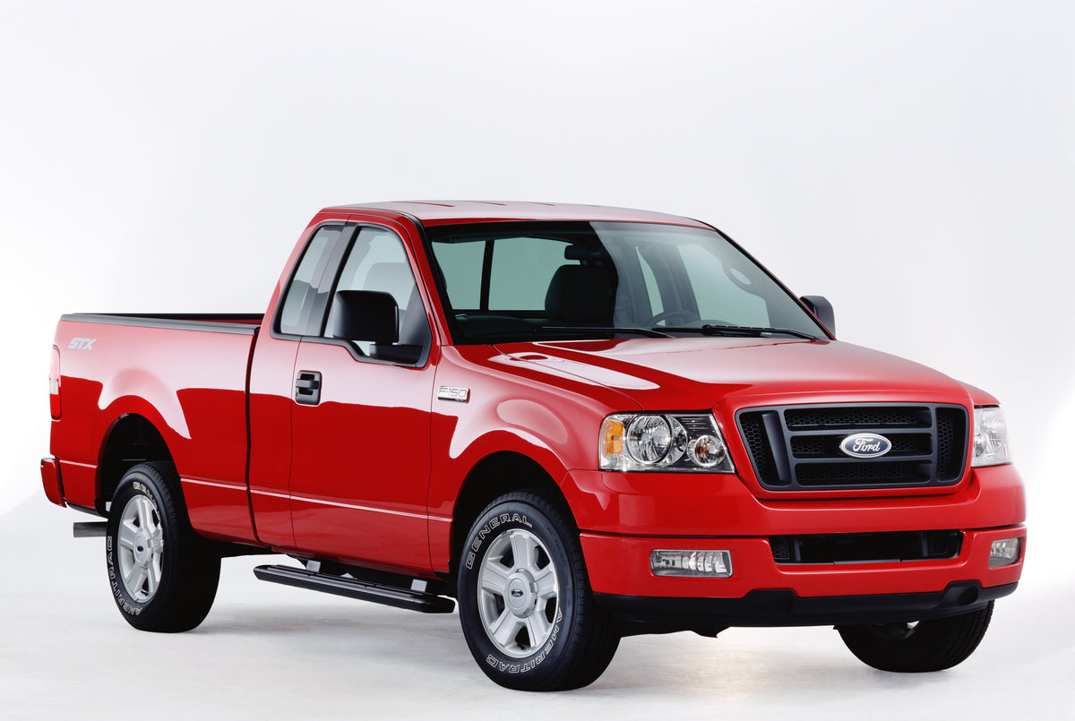 This archival image documents the 2004 Ford F-150 STX studio shot side angle and is preserved in the Ford Heritage Vault as part of Ford Motor Company's historic photographic archive. Free for personal, non-commercial use. Ford Heritage Vault refe...