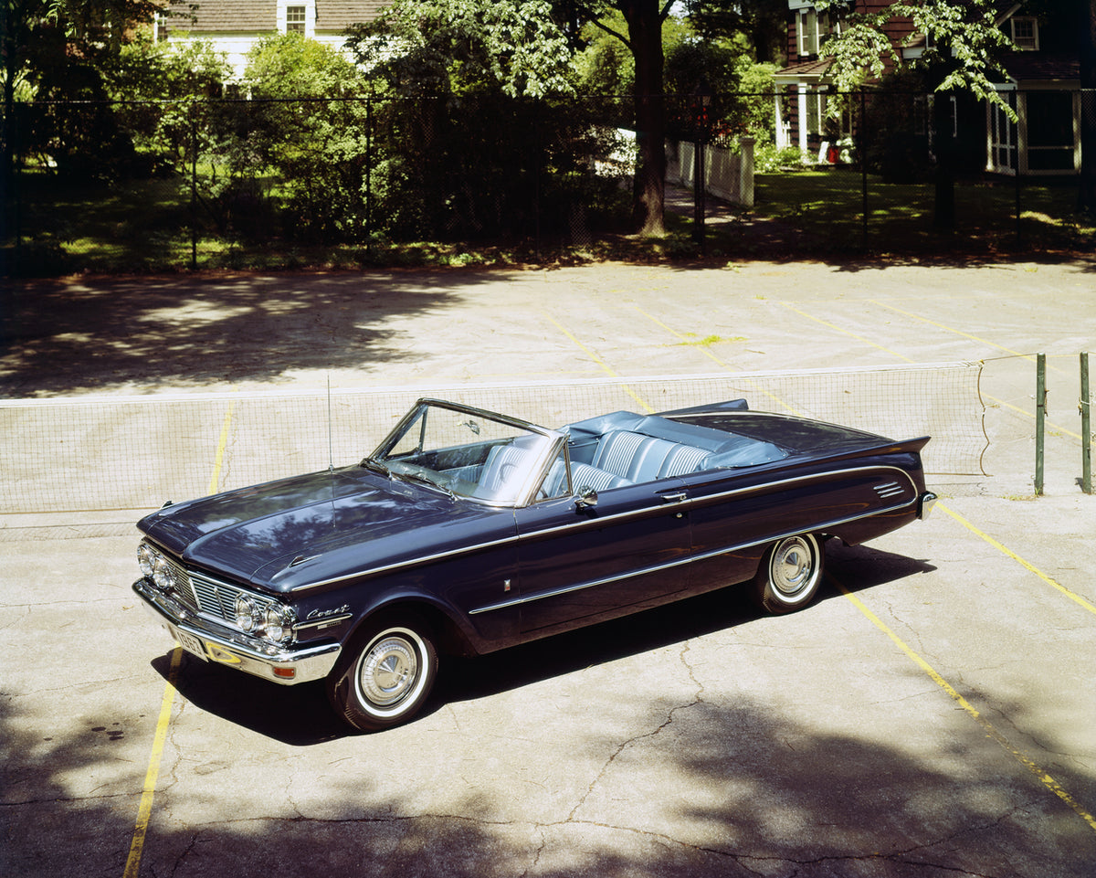 This archival image documents the 1963 Mercury Comet Convertible on Tennis Court and is preserved in the Ford Heritage Vault as part of Ford Motor Company's historic photographic archive. Free for personal, non-commercial use. Ford Heritage Vault ...